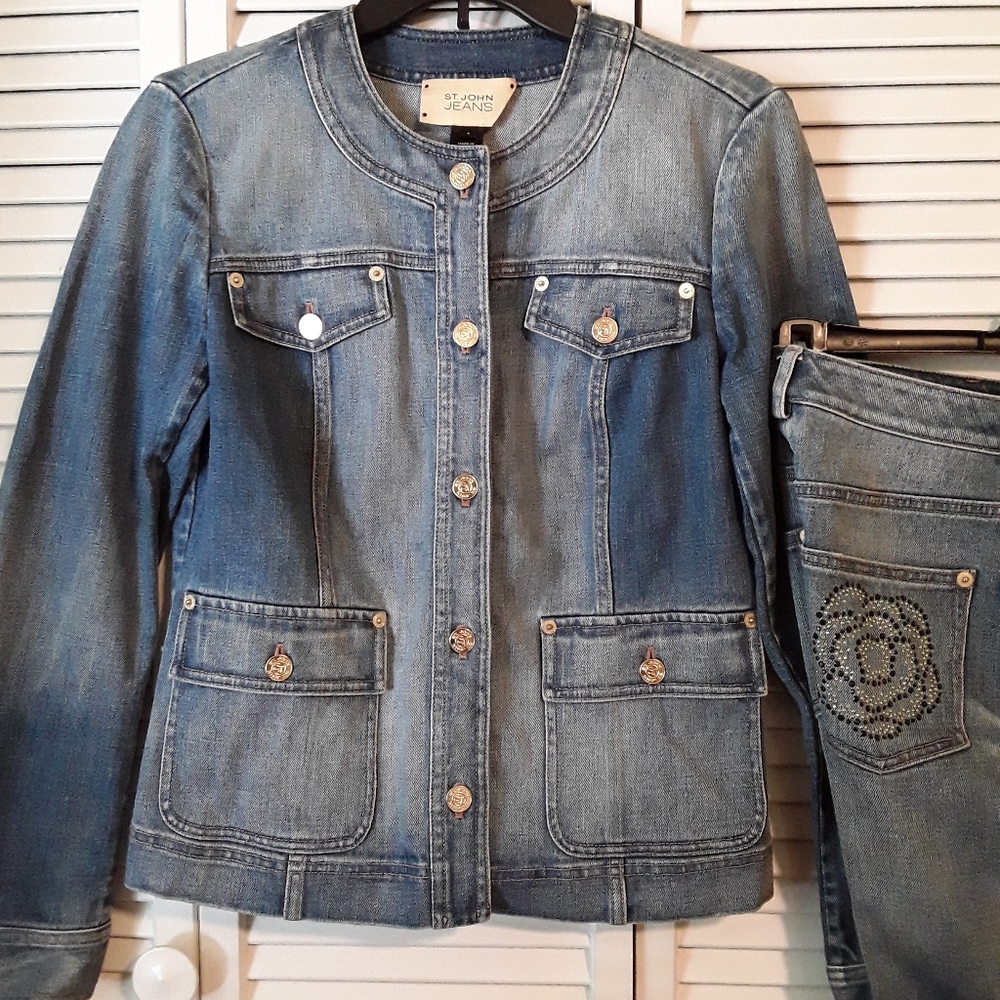ST. JOHN JEANS Women's Denim Jacket/ Pant Set Sz4